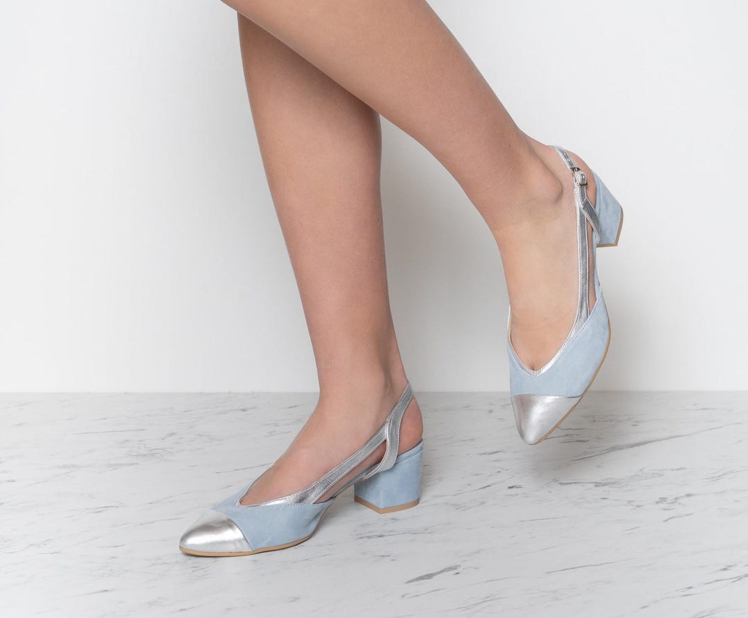 Buy Lila Sale 60 off Size 8,blue Pumps,slingback Block Heels
