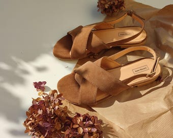 Sandálias Almi de couro, sapatos femininos de couro, sandálias rasteiras, sandálias de bico aberto, sandálias douradas, sandálias gregas, sandálias femininas, sapatos feitos à mão, sandálias azuis