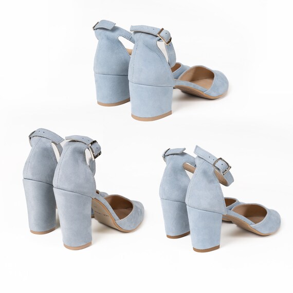 Grace Leather Block Heels wedding Shoes blue Block Heels ankle Strap Heels blue Wedding Shoes blue Bride Shoes bridesmaids Shoes Etsy Canada