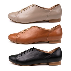 Coco - women shoes,Lace up women shoes,Women oxfords,Leather oxford,Flat shoes,Casual shoes,Handmade oxford,Women black shoes,Camel oxfords image 5