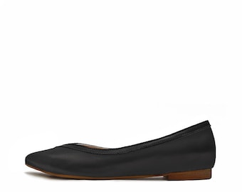 Vienna - black shoes Flat leather shoes Ballerina shoes Women shoes Flat pointy shoes Camel shoes Pointy black shoes Slip ons leather shoes