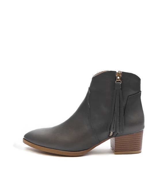 Elwa Women Ankle Leather Boots Leather Women Shoes Ankle Booties