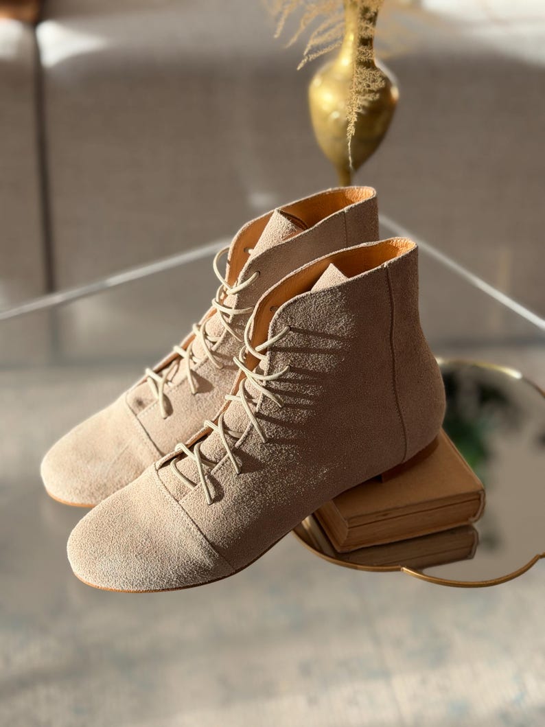 Greta - Skórzane botki do kostki, Damskie botki do kostki, Koniakowe sznurowane buty do kostki, Retro botki do kostki, Eleganckie buty, Buty Anna Maratti zdjęcie 3