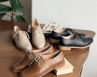 Mose -  Cognac Women's Oxfords,Brown Tie Women Shoes,Black Women's Brogues,Autumn Footwear,Anna Maratti Shoes