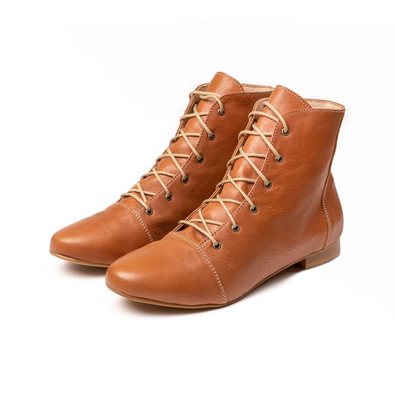 black boots Ankle boots leather boots Flat boots women leather shoes Lace up leather shoes Handmade ankle shoes Booties lace up Greta