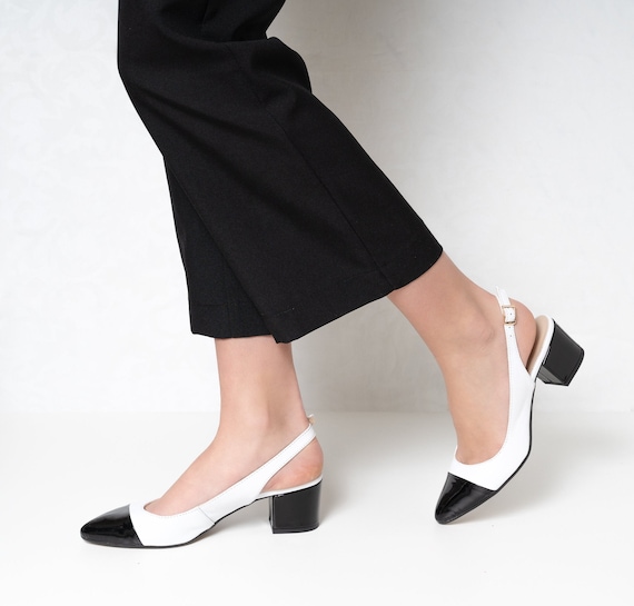 White Two-Tone Buckle-Strap Pointed-Toe Pumps - CHARLES & KEITH US