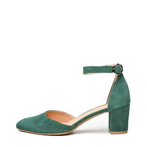 Grace leather block heelsWedding shoesAnkle strap | Etsy