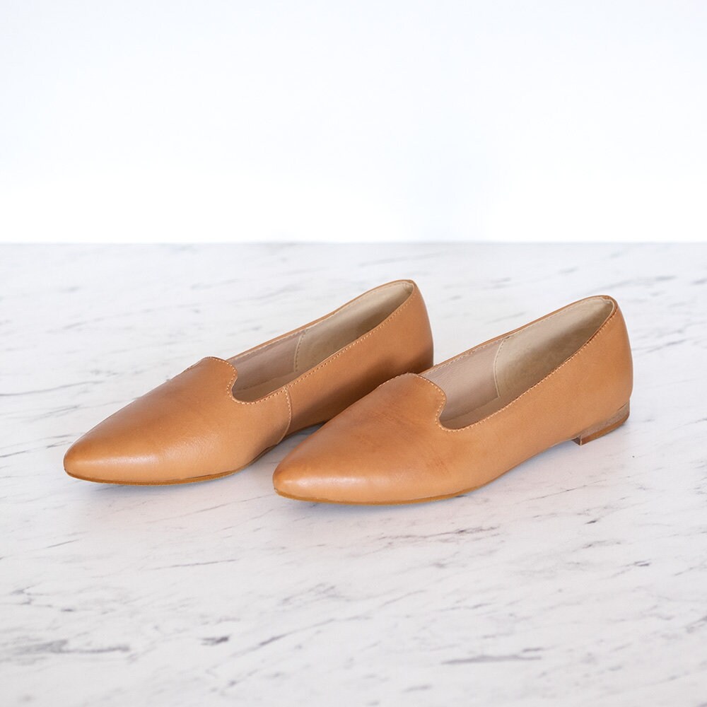 Tan pointed toe loafers sales