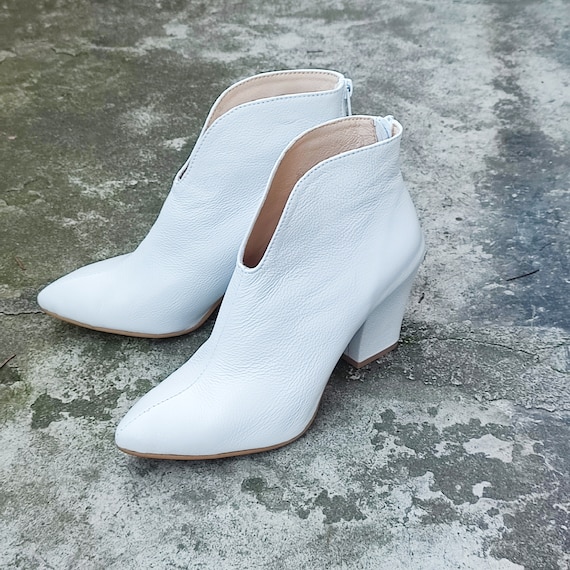Gabi Leather White Boots,wedding White Boots,country Wedding Boots,wedding  Ankle Boots,bride Boots,boho Wedding Boots,winter Wedding Shoes -   Norway