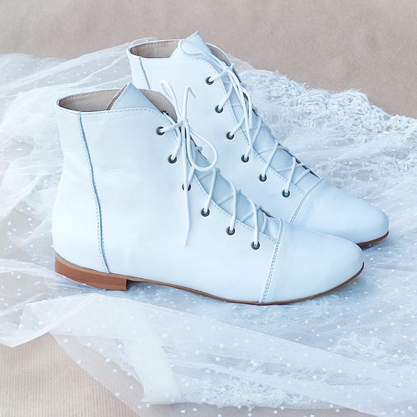 Greta - leather boots,wedding white boots,country wedding boots,Wedding ankle boots,Lace up wedding boots,boho wedding boots,wedding shoes