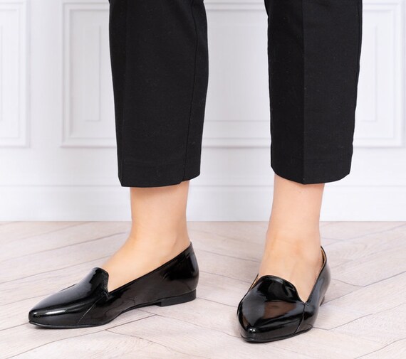 Isabel maat US9 lakleren schoenen platte schoenen vrouwen - Etsy Nederland