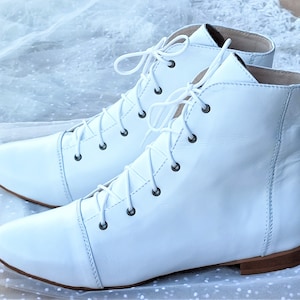 Greta - leather boots,wedding white boots,country wedding boots,Wedding ankle boots,Lace up wedding boots,boho wedding boots,wedding shoes