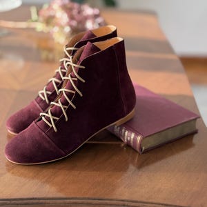 Greta - Skórzane botki do kostki, Damskie botki do kostki, Koniakowe sznurowane buty do kostki, Retro botki do kostki, Eleganckie buty, Buty Anna Maratti zdjęcie 5
