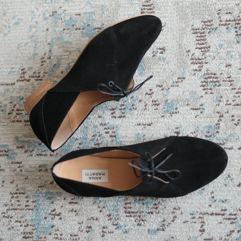 Tokyo - Leather Oxford | Women's Derby Flats | Tie Flat Shoes for Women | Black Minimalist Women Shoes | Anna Maratti image 5
