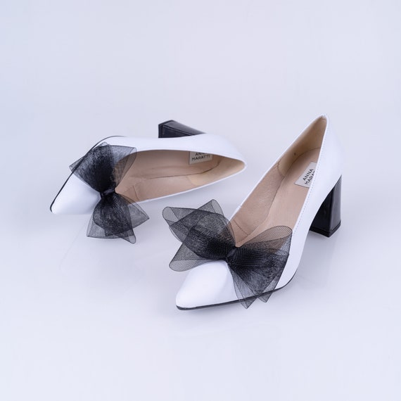 Black and best sale white low heels