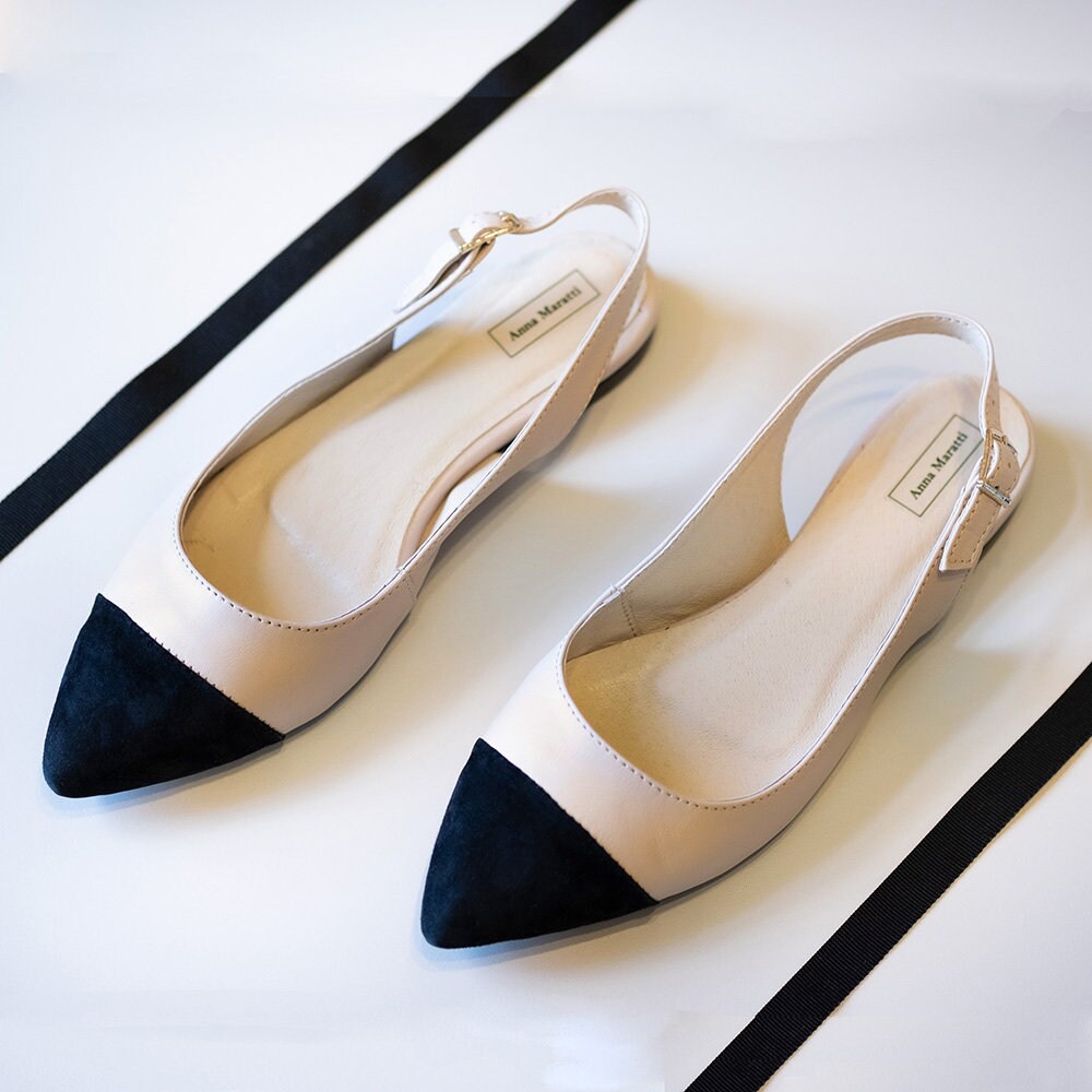 新発売 新商品 Ulla - Flat Flats,beige Flats,two-tone Toe Pointed Leather 靴