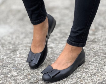 Vienna - women shoes Leather black shoes Black flat shoes Womens black shoes Flat shoes Black women shoes Black women slip one Black flats