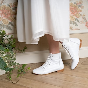 Greta - leather boots,wedding white boots,country wedding boots,Wedding ankle boots,Lace up wedding boots,boho wedding boots,wedding shoes