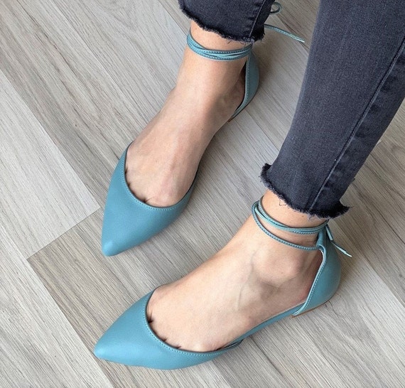 Rita Ankle Tie Flats blue Flat Shoes ankle Tie Wedding Shoes blue Wedding Shoes pointed Toe Wedding Shoes blue Lace up Flats fuchsia Shoes Etsy Canada