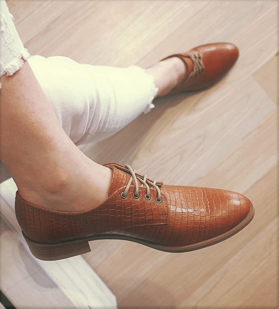 Molo lederen oxford Platte schoenen Veterschoenen Dames - Etsy Nederland
