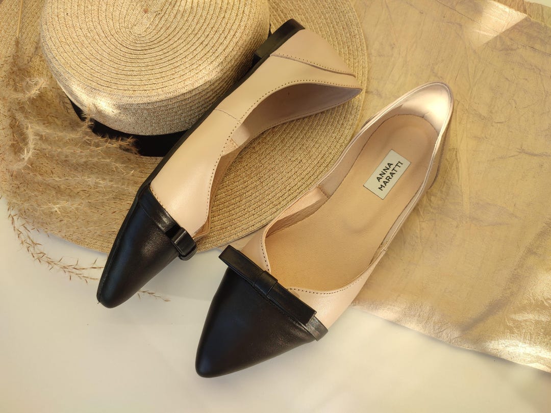 Zapatos Chanel Zara Zapatos Zara Beige Punta Negra Kate Rebajas US, Zapatos  Planos De Piel Bicolor, Beige Con Negro, Puntera Puntiaguda, Zapatos De