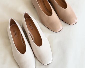 Nina - Leather Ballerinas,Minimalist Ballet Flats,Sand Leather Flats,Flat Women Shoes,Anna Maratti Shoes