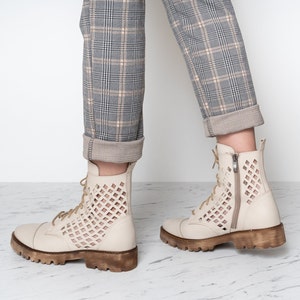 Anda - 8 US sale, leren laarzen, lentelaarzen voor dames, enkellaarzen met stropdas, dameslaarzen met rits, anna maratti, plateaulaarzen, chunky plateauzool voor dames