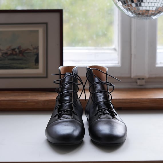 Greta - Leather Lace-up Ankle Boots,Women's Winter Shoes in Black,Retro Style Booties,Anna Maratti Shoes Greta - Leather Lace-up Ankle Boots,Women's Winter Shoes in Black,Retro Style Booties,Anna Maratti Shoes