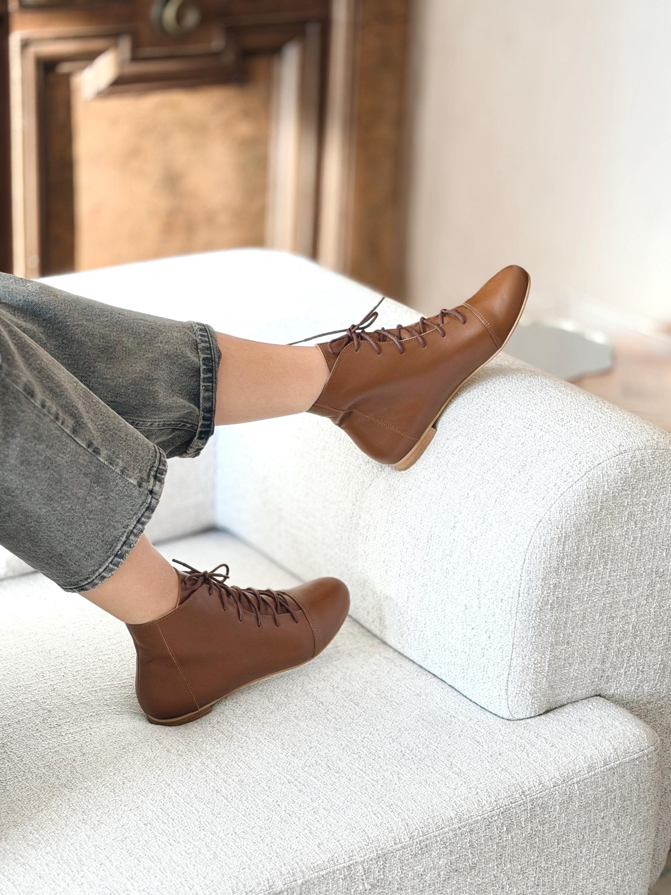 Greta - Chocolate Leather Boots,Women's Ankle Tie Shoes,Dress Boots,Brown Ankle Boots,Black Lace Up Women Boots,Anna Maratti Shoes