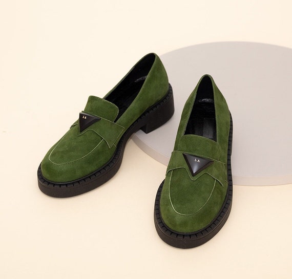Liza - sale last pairs,leather loafers,women green shoes,black platform women shoes,chunky platform loafers,black loafers,anna maratti shoes