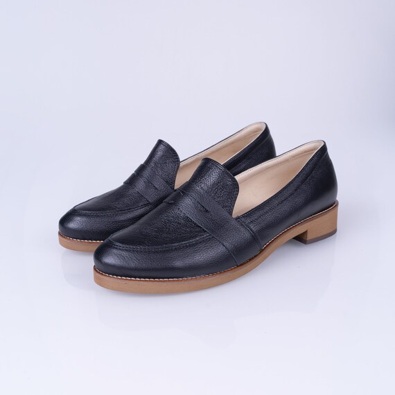 Sola leren loafers klassieke damesloafers platte zwarte schoenen