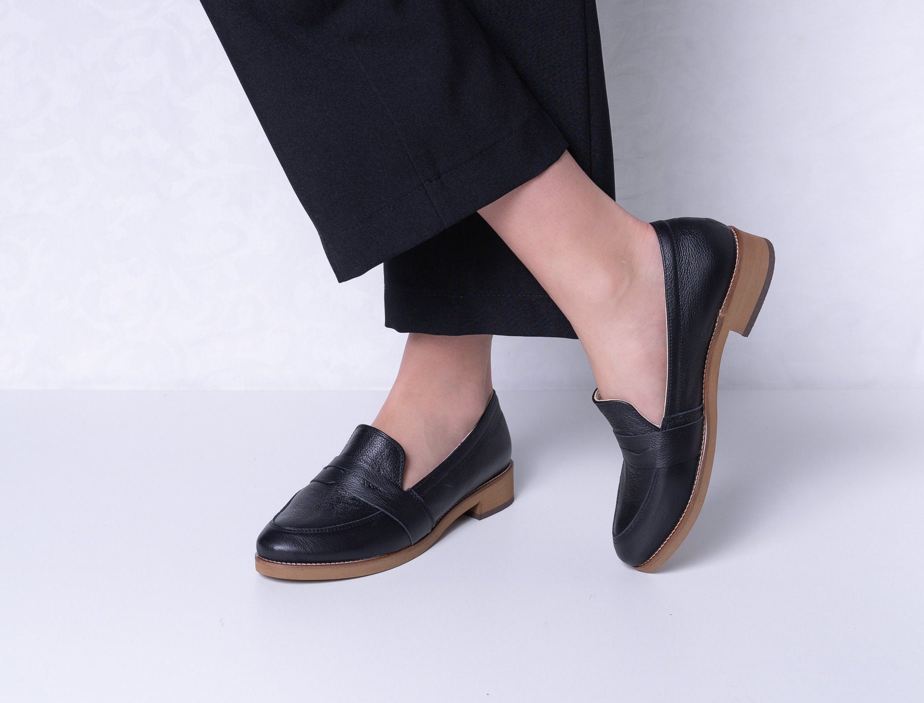 Black platform loafers women's hot sale