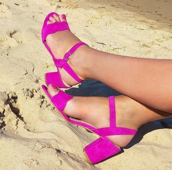 Olena Block Heels Shoes leather Sandal black Sandals women Shoes