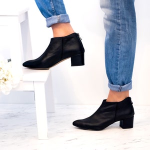Endo - sale 8 US block heel ankle boots,Women heel boots,Black ankle boots,Brown boots,Heel boots,Wedding ankle boots,anna maratti shoes