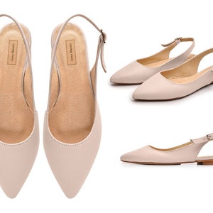 Nina -wedding flat shoes,Pointed toe flats,Blush flat shoes,Wedding shoes,Pointed toe shoes,Closed toe slingback flats,Leather wedding flats