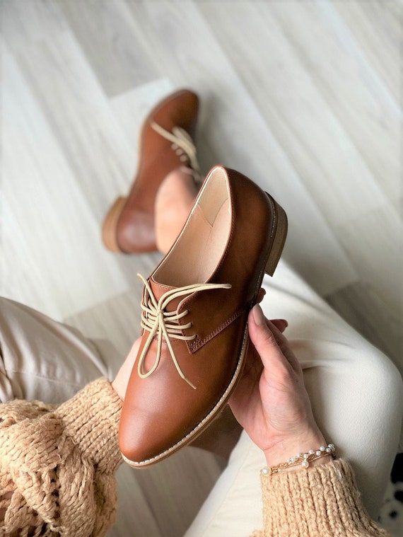 Mose -women Leather Oxfords,lace up Women Shoes,women