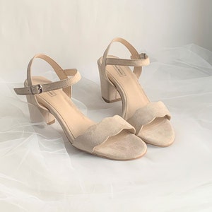 Olena - 8US light beige,leather block heels,Wedding heel sandals,Wedding shoes,Block heel sandals,Wedding block heels,Bridesmaids shoes
