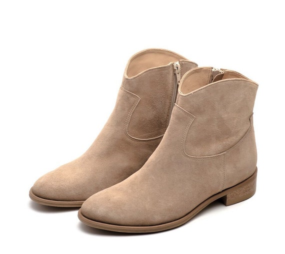 Womens beige suede ankle boots top