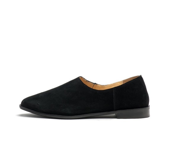 Moly lederen loafers Platte schoenen Loafers Casual zwarte - Etsy Nederland