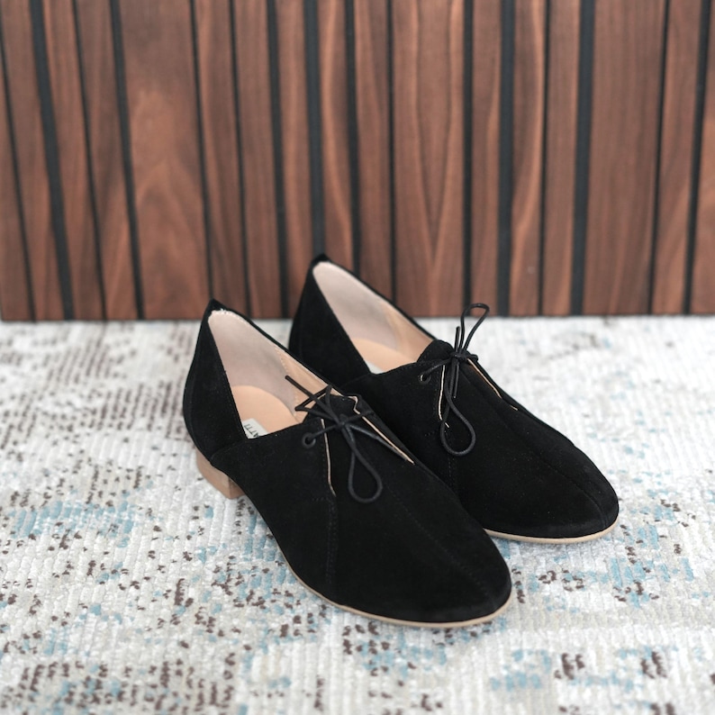 Tokyo - Leather Oxford | Women's Derby Flats | Tie Flat Shoes for Women | Black Minimalist Women Shoes | Anna Maratti image 4