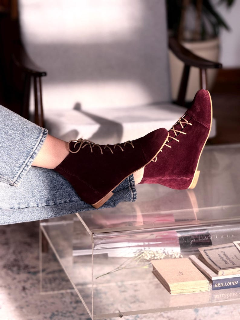 Greta - Skórzane botki do kostki, Damskie botki do kostki, Koniakowe sznurowane buty do kostki, Retro botki do kostki, Eleganckie buty, Buty Anna Maratti zdjęcie 7