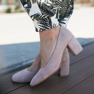 Loca - sale 8 US leather pumps,Women shoes,Beige block heels,Leather beige pumps,Suede block heels,Women beige pumps,Anna Maratti shoes