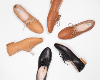 Tokio - Venta de zapatos planos para mujer, zapatos negros con cordones, zapatos oxford para mujer, zapatos planos negros con lazo, zapatos planos marrones para mujer, zapatos planos negros para mujer, zapatos oxford negros.