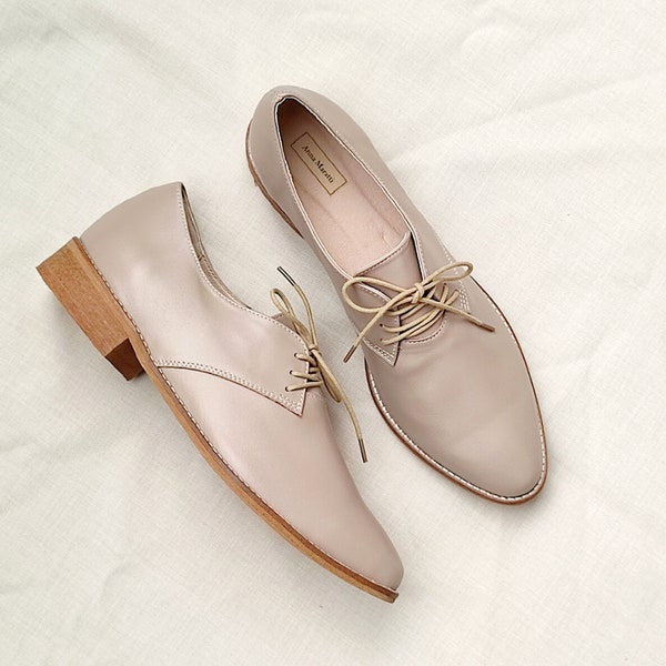 Mose - Women oxfrods,Tie shoes,Lace up women shoes,Women leather oxford,Flat shoes,Casual shoes,Handmade oxford,Women shoes,Camel oxfords