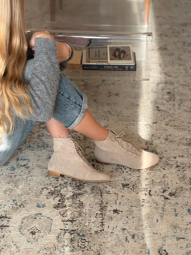Greta - Skórzane botki do kostki, Damskie botki do kostki, Koniakowe sznurowane buty do kostki, Retro botki do kostki, Eleganckie buty, Buty Anna Maratti zdjęcie 8