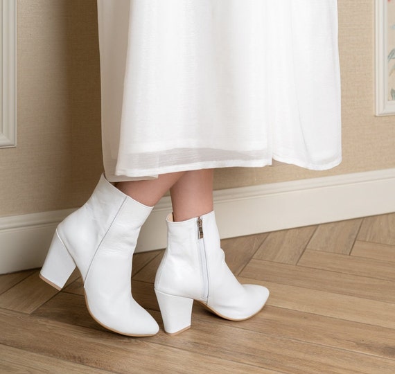 Lira botines blancos de tobillo botines de mujer zapatos - Etsy México