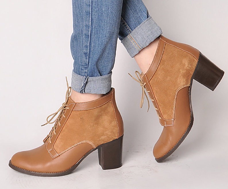Nantes camel boots Lace up boots Leather shoes Ankle boots Ankle lace up boots Heel boots Heel booties Brown ankle boots Camel women shoes