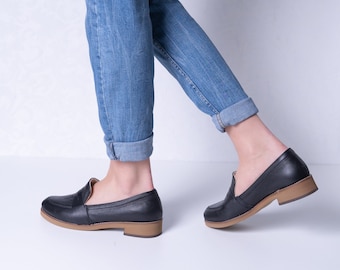 Sola - leather loafers,classic women loafers,flat black shoes,platform black shoes,black flats,women black shoes,leather black shoes,boots