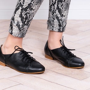 Coco - leather shoes,Women oxfords,Women flat shoes,Lace up women shoes,Tie shoes,Black women shoes,Flat shoes,Women shoes,Black shoes