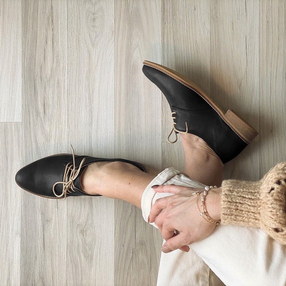 Mose lederen damesschoenen Veterschoenen voor vrouwen - Etsy Nederland